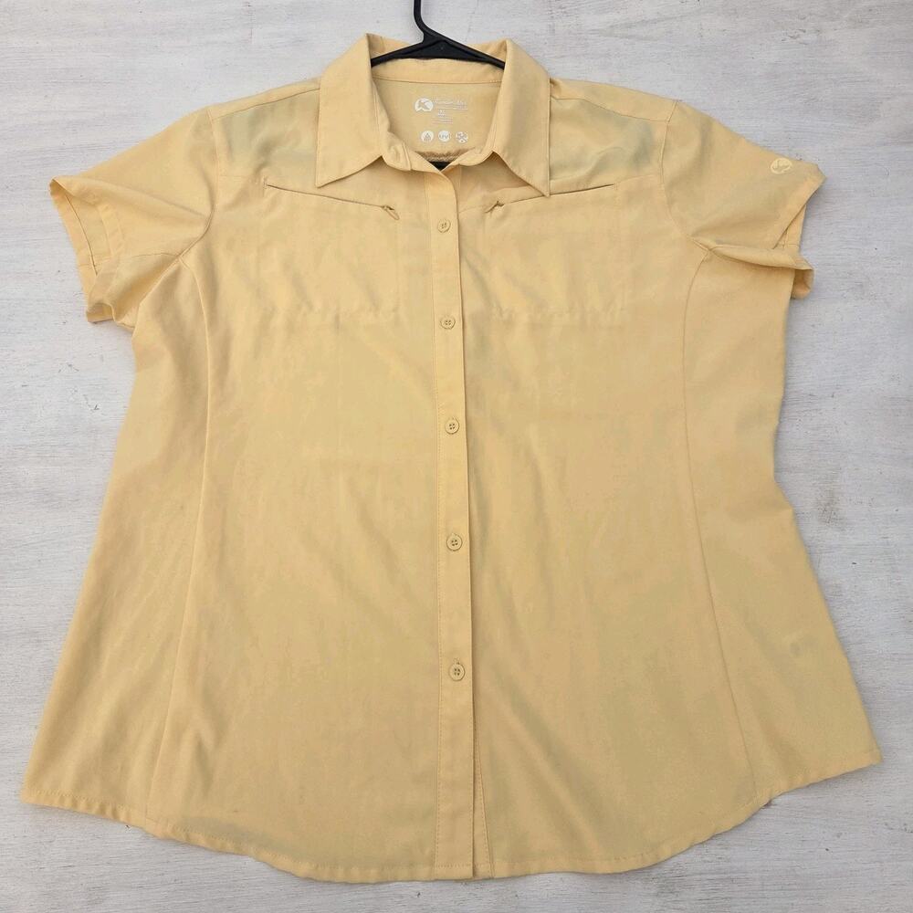 Gander Mountain Womens Size XL Yellow Short Sleeve Fishing Shirt Outdoors
